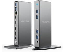 14-in-1 USB-C/A Laptop Dockingstation met Dual 4K Monitor Ondersteuning (HDMI/DP)