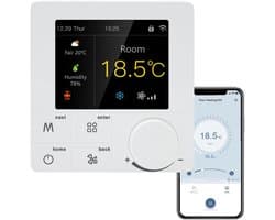 Slimme Wifi Thermostaat voor Airconditioning met Kleurenscherm, Werkt met Alexa en Google Home