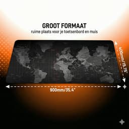Olivivo® Muismat Wereldkaart - Gaming Mousepad XXL - Onderlegger - Grote Muismat - 90x40 CM - Bureaulegger - Toetsenbord - Anti Slip - Waterproof - Desktop mat — thumbnail 4