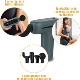 Aurixi® Massage Gun Professioneel – Massagepistool met LED-Scherm - Mini Massage Gun – Mulitfunctioneel Massage Apparaat – Makkelijk te Gebruiken – Meerdere Intensiteitsniveaus- Groen -13cm x 5cm x 15cm — thumbnail 4
