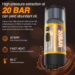 Draagbaar Koffiezetapparaat - Draadloos voor in de Auto - 12 Volt - Espress - Capsule Koffie - Gemalen Koffie - Cups - Oplaadbaar - Draagbare Koffiemachine - Wit — thumbnail 2