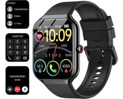 Smartwatch met Bellen, Stappenteller en Hartslagmeter - Geschikt voor Heren en Dames - Zwart
