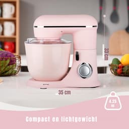 REN® Mixer met mengkom - Mixer - Mixer met mengkom keukenmachine - Roze - ‎22cm x 35cmx 33 cm; 4.25 kg — thumbnail 4