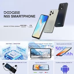 DOOGEE N55 Smartphone - 9 GB RAM + 128 GB - 6,56 inch 90Hz - 4G Dual SIM - 5150mAh - GPS - Widevine L1 - Zwart — thumbnail 4