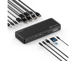 Dockingstation Quad 4K Hybride Thunderbolt 4 USB-C DisplayLink voor Windows en Mac