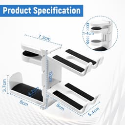 Hoofdtelefoonstandaard met Controllerhouder en Kabelorganizer voor Gaming - 360° Draaibare Headsethouder - Universele Standaard (Wit) — thumbnail 3