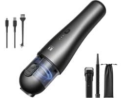 ElevateCommerce – Draadloze Kruimeldief 6000Pa Auto Stofzuiger Oplaadbaar 2000mAh Handstofzuiger met HEPA Filter – Compact & Krachtig (Zwart)