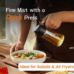 Gigicial Olijfoliedispenser - Olijfoliedispenser - 2-in-1 spray- en schenkfunctie - 2 stuks - Geschikt voor airfryers en salades, zwart/wit — thumbnail 4