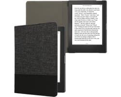 kwmobile hoes geschikt voor Kobo Aura H2O Edition 1 - Canvas beschermhoes in donkergrijs / zwart - Voor e-reader -