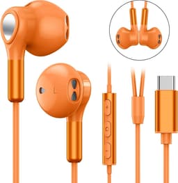 USB C Oordopjes met Microfoon en Volumeregeling - Bedrade USB Type C Koptelefoon voor Samsung Galaxy S25 S24 S23 Ultra S22 S21 FE S20 A54 A53 - en - iPhone 17 16 15 Pro Max - In-Ear Headset voor Heldere Geluidskwaliteit en Comfortabele Pasvorm — thumbnail 5