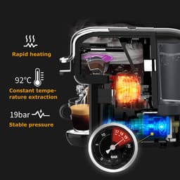 HiBREW H2A 4-in-1 Koffiezetapparaat voor Koude/Warme Extractie - Koffiesterkte Handmatig Instelbaar - 19 Bar Hoge Extractie - Afneembaar Waterreservoir van 600 ml - Bescherming Tegen Droogkoken - Zwart — thumbnail 2