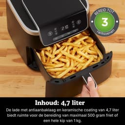 Airfryer enkele Lade - 4-in-1 Airfryer - Roosteren, Opwarmen, Drogen - Voor 1-2 Porties, Digitaal, Voor Bevroren Voedsel - Anti-aanbak Lade & Mandje - 2000W — thumbnail 4
