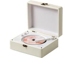 Oplaadbare leren cd-speler met luidspreker, Bluetooth-zender, ideaal als kerstcadeau, achtergrondmuziekspeler voor in huis, wit.