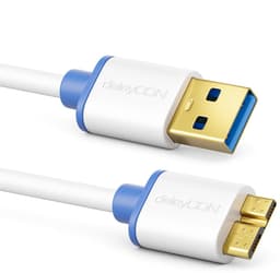 Micro USB 3.0 Kabel - Datakabel Laadkabel - Externe Harde Schijven - Tot 5 Gbit/s - 30 Centimeter - Wit — thumbnail 3