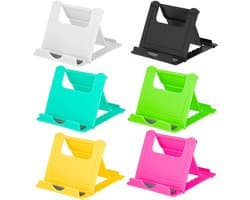 Telefoonhouder – 6 stuks – Opvouwbare telefoon- en tabletstandaard – Kunststof houder – Draagbaar en demonteerbaar – Voor mobiele telefoons, e-readers, boeken, videogesprekken, kantoor, thuis, keuken of op reis