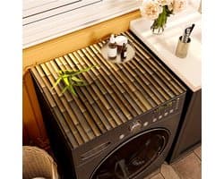 1 Multifunctionele mat van diatomeeënaarde met bamboe-look - Antislip, sneldrogende beschermhoes voor wasmachine en droger, geschikt voor een modern interieur | Krasbestendige hoes, beschermhoes voor wasmachine