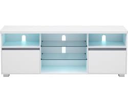 TV-kast - Televisietafel - Woonkamer Entertainment - Geïntegreerde LED Verlichting - 160x40x60 cm - Wit