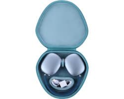 Harde Beschermhoes - Draagbare Case - Hoofdtelefoon Opslag - Automatische Slaapmodus - 24x22x6cm - Lichtblauw