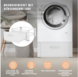 RONN® Wasmachine Verhoger - Wasmachine Verhoger met Lade - Wasmachine Sokkel Met Laadcapaciteit tot 150 KG - Wit - 63cm x 54cm x 32cm ;9kg — thumbnail 4