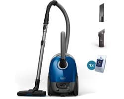 Philips Stofzuiger met Zak Performer Compact XD3110/09 - Lang Snoer - Alle Vloertypen - TriActive mondstuk - Incl 2 Extra Mondstukken - Blauw