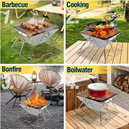 Draagbare Camping Barbecue – Opvouwbare Houtskool BBQ voor Onderweg en Vakantie — thumbnail 5
