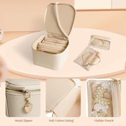 Sieraden Opbergdoos voor Kleine Sieraden - Roze en Elegant Design met Spiegel. — thumbnail 2