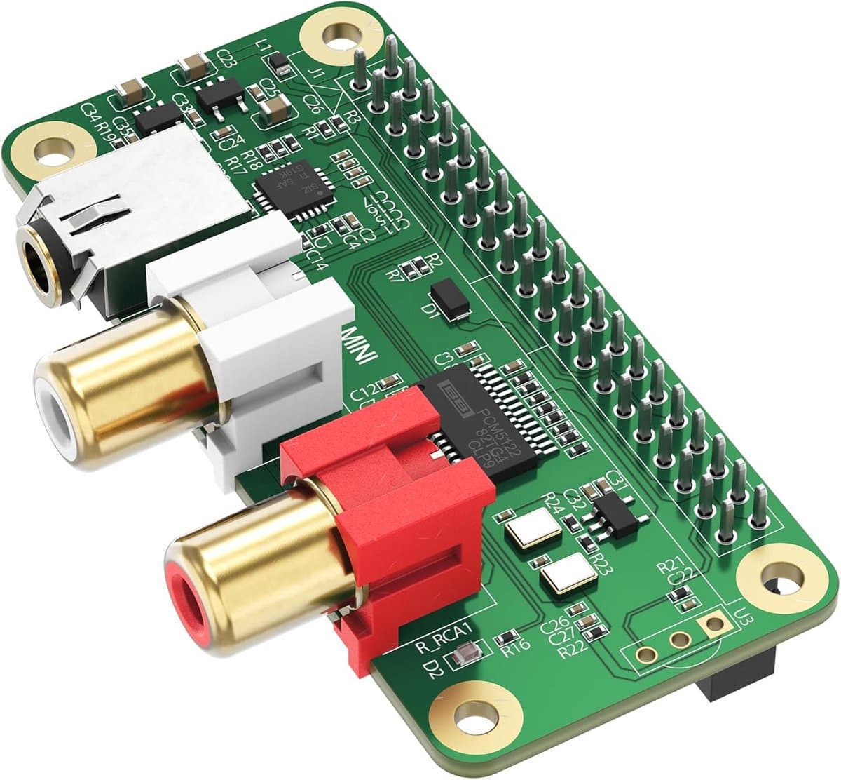 High-Res DAC Geluidskaart voor Raspberry Pi 5/4/3B+/Zero 2W - PCM5122 Audio Shield met RCA & 3.5mm Uitgang — afbeelding 1