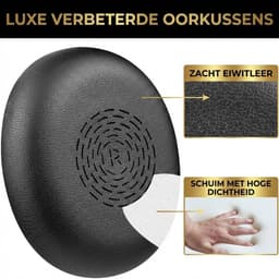 Somstyle Oorkussens Geschikt voor Jabra Evolve2 65 Flex Koptelefoon - 2 Stuks - Eiwitleer - Zwart — thumbnail 3