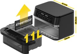 Dewelling DUAF-LR-100A - XXL Airfryer Dual Zone 11L - 2950W Heteluchtfriteuse – Zichtvenster & Uitneembare Scheidingswand — thumbnail 8