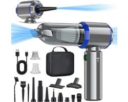 Sander Shop 3-in-1 handstofzuiger accu, 3 snelheden handstofzuiger, draadloos, 15000PA auto stofzuiger sterk, 80000 RPM handheld stofzuiger snoerloze mini stofzuiger voor auto, keuken, pc, bank, kantoor, huis-blauw