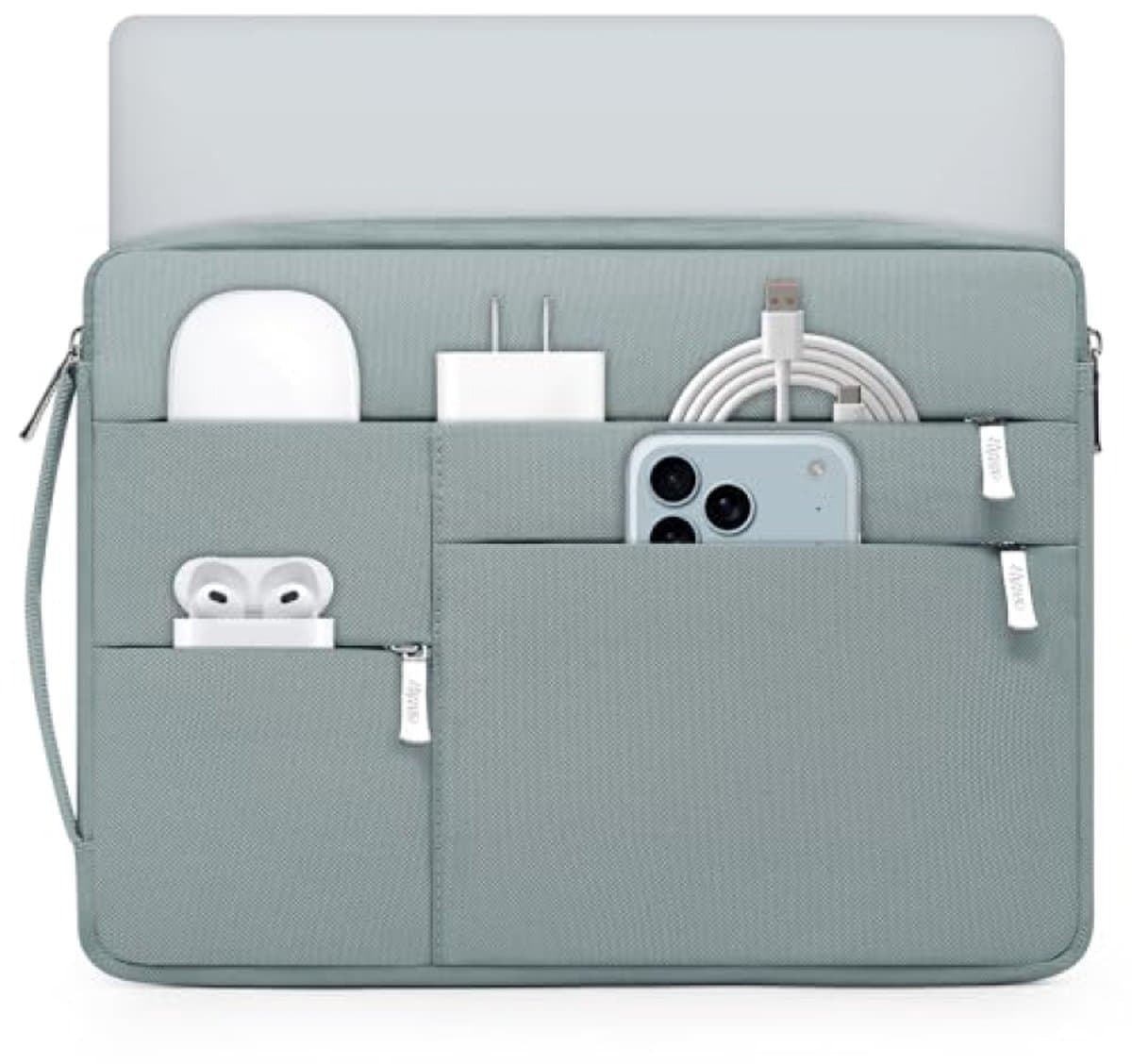 Laptophoes 14-15 inch - Beschermende tas met meerdere vakken in asblauw — afbeelding 1