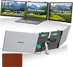 Blackview DCM8 Pro 15,3" dubbele draagbare Laptopmonitor FHD - Ultradun 4,6mm & Lichtgewicht 1,2kg - 100% sRGB-USB-C aansluiting via één kabel – inclusief kabels en beschermhoes-Blauwlichtfilter- Luidsprekers - Grijs — thumbnail 1