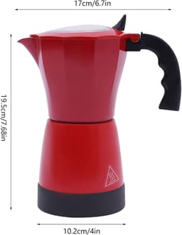Elektrisch Koffiezetapparaat - Espressomaker Percolator - Snel Koffie Zetten - 360 Graden Draaibare Basis - 10x20 cm - Rood — thumbnail 5