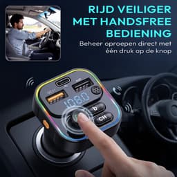 Fm Transmitter Bluetooth - Carkit - Autolader - USB-C Adapter 22.5W - Bluetooth 5.3 - USB Adapter - SD Kaart - Oplader — thumbnail 2