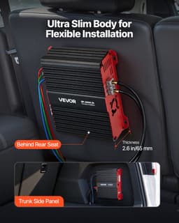 VEVOR Monoblock Auto-Versterker 2000 W Rms Max 1/2/4 Ohm, Audioversterker (Klasse D / 1-Kanaals) met Afstandsbediening voor Subwooferniveau, Laagdoorlaatfilter, Basversterking en Volumeregeling. — thumbnail 3