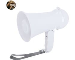 Opvouwbare megafoon met Sirene en Opnamefunctie - Werkt op 4x AA Batterijen - 16 x 11 cm klein compact model - Wit