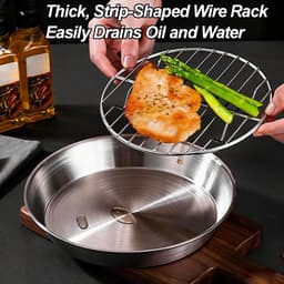 Bakplaat voor airfryer - Airfryer bakvorm - Airfryer accessoires - Bakplaat met rooster - Gemaakt van 304 roestvrij staal - 20 cm — thumbnail 2