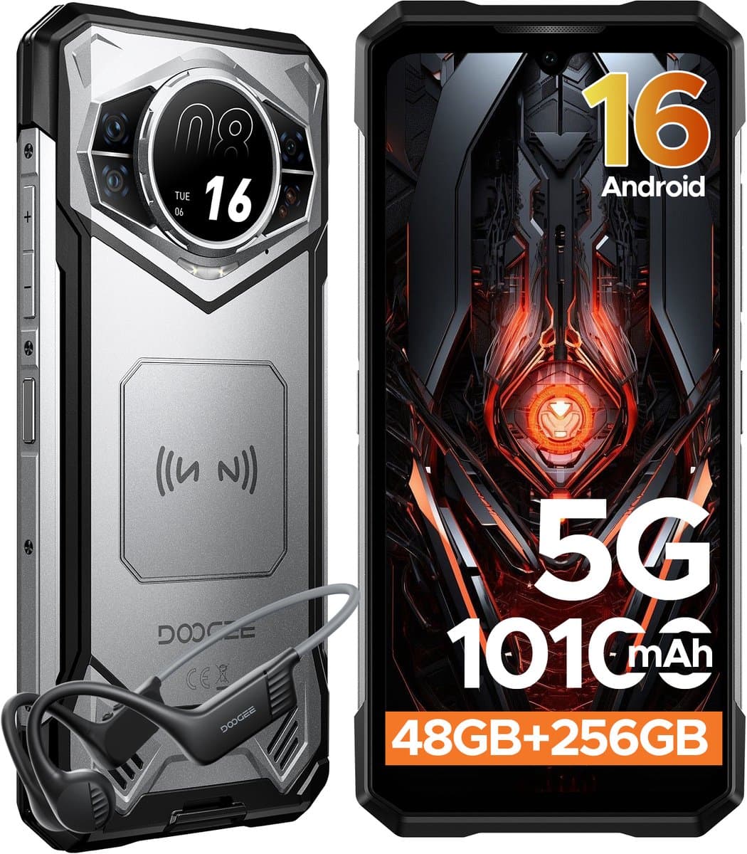 DOOGEE S200 VIP 5G - AI telefoon- Robuuste Smartphone - 32 GB RAM+256 GB ROM (2TB/TF) - Android 16 - MediaTek 7050 - 10100 mAh + 33 W - 6,72 inch FHD+120 Hz - 1,32 inch AMOLED - 100 MP + 20 MP - Dual SIM Dual Standby - NFC - Botgeleidingsheadset — afbeelding 1