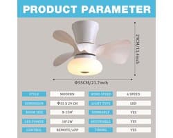 Moderne Plafondventilator met Verlichting LED Dimbaar en Afstandsbediening voor Kinderkamer