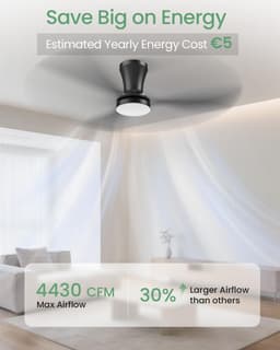 Grote Zwarte Plafondventilator met Verlichting en Afstandsbediening (107cm) — thumbnail 1
