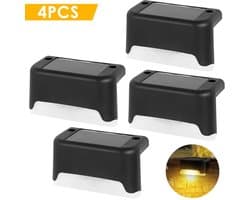 Solar trapverlichting, Solar verlichting, Terrasverlichting, Waterdichte LED-zonnelampen voor buitentrappen, schuttingen, tuin, terras, veranda (4 stuks, zwart)