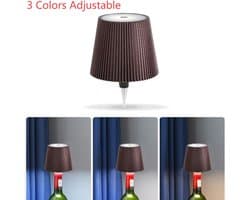 Draadloze wijnfleslamp, decoratieve LED-verlichting, oplaadbaar, aanraakgevoelig, 3 kleurtemperaturen beschikbaar, geschikt voor slaapkamers, eetkamers, bars - USB oplaadbare wijnfles tafellamp, dimbaar nachtlampje (bruin).