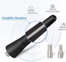 Ynkkvre -Korte DAB Auto Antenne 6,5 cm – RVS FM AM DAB+ Antenne – Toolloze Montage met 4/5/6 mm Adapter – Waterdicht & Roestvrij – Universeel voor Auto — thumbnail 4