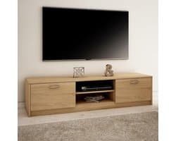 Tv-kast Lowboard - Televisie meubel - Woonkamer opbergen - Afgeronde soft rand - 160 cm breed - Sonoma eiken