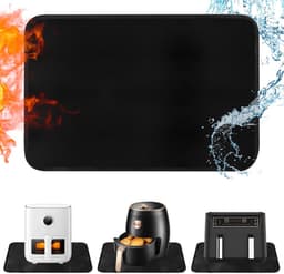 Hittebestendige matten - 60*40cm - Siliconen aanrechtbeschermer - Vuurvaste onderlegger - Hittebeschermingsmat - Dikke aanrechtbeschermer - Antislipglasvezel - Voor airfryer, koffiezetapparaat, broodrooster - Zwart — thumbnail 2