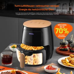 Heteluchtfriteuse - Airfryer - Gezond Frituren - Met Kijkvenster - 6 Liter - Wit — thumbnail 3