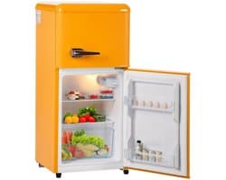 Linkforu –Minikoelkast – Vrieskast - Volume 60 Liter - Koelkast 22 Liter - 102 kWh per Jaar --27 ° C ~13 ° C - LED-verlichting – Geel