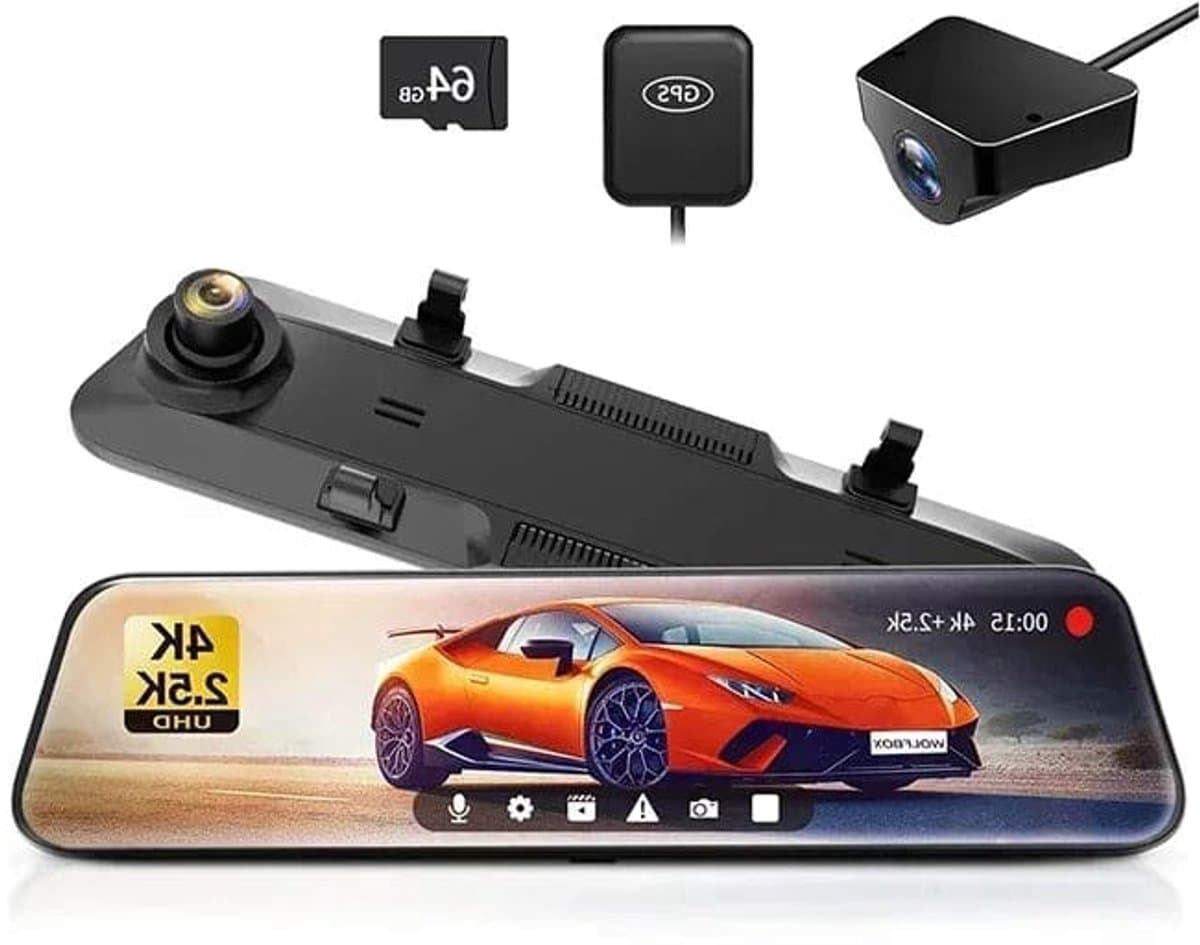 Dashcam Spiegel - Dashcam voor Auto – 12" - Touchscreen – 2.5K Achtercamera – GPS – Nachtzicht – Parkeermodus – WDR – 170° Groothoek — afbeelding 1