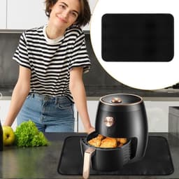 Hittebeschermingsmat - Kookplaat beschermer - Panbeschermers - Antislipglasvezel-siliconen brandwerende mat - Geschikt voor airfryers, magnetrons en keukenbladen - 45×38cm - Zwart — thumbnail 4