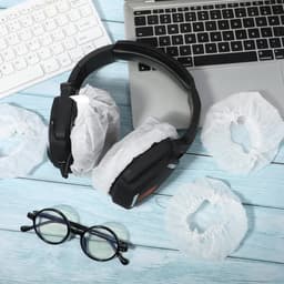 Elastische Hygienehoesjes hoofdtelefoon - 100 stuks - Niet-geweven stof hoofdtelefoon covers - Vervangende Hygienehoesjes hoofdtelefoon - Voor thuis, sport en kantoor - Cover hoes 11cm - Wit — thumbnail 4